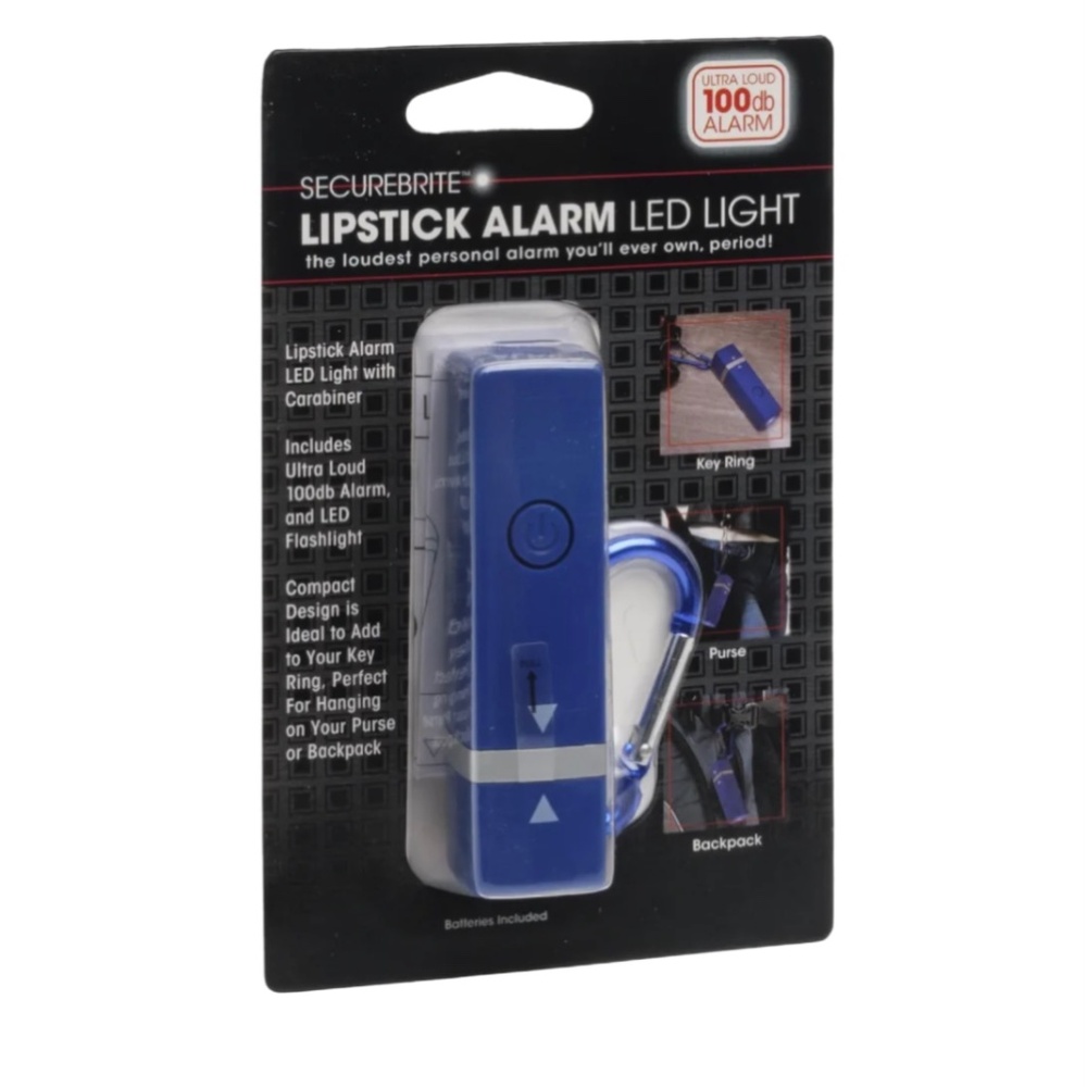 $13. SecureBrite Personal Safety LED Lipstick Alarm & Flashlight in Blue - New